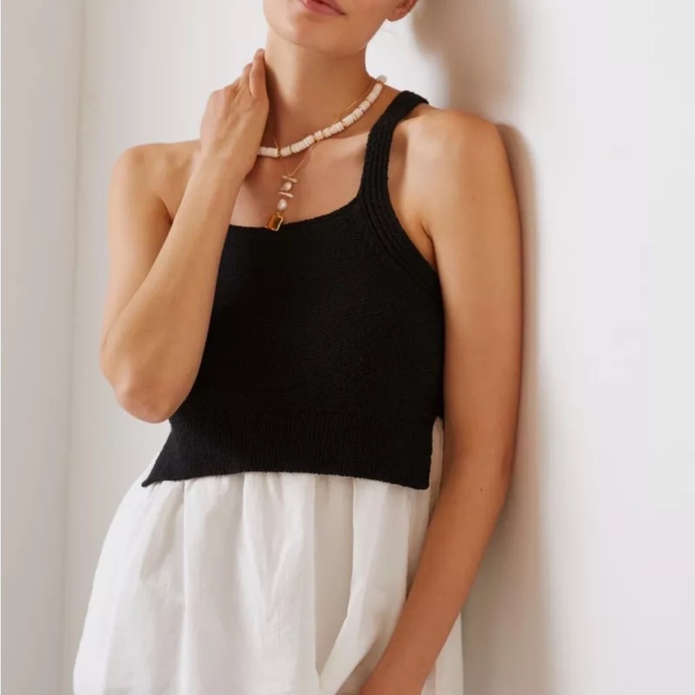 By Anthropologie Jenna Twofer Racer Back Sweater Tank Top Small EUC